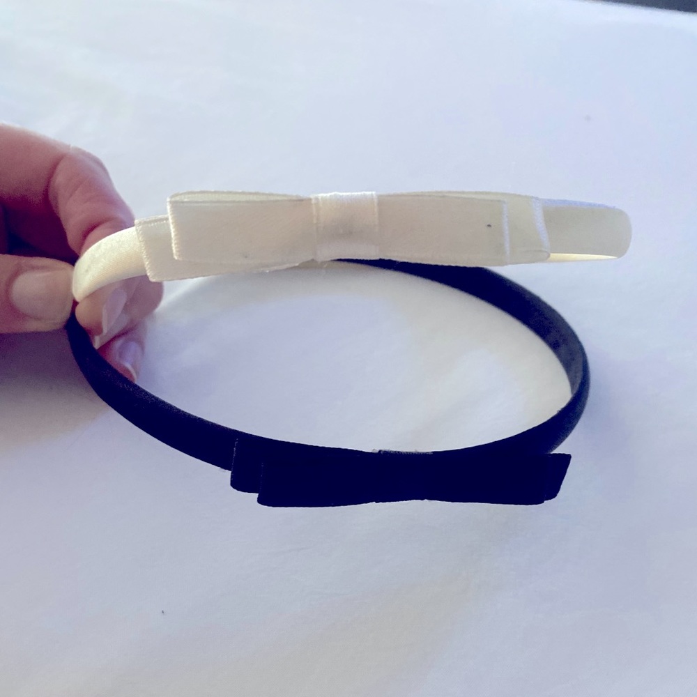 Cream or black bow headband